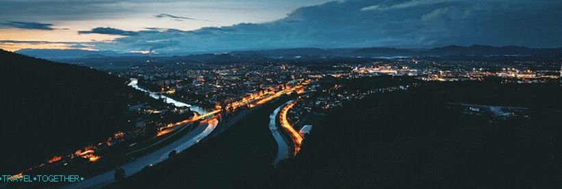 Panorama Tsele, noč