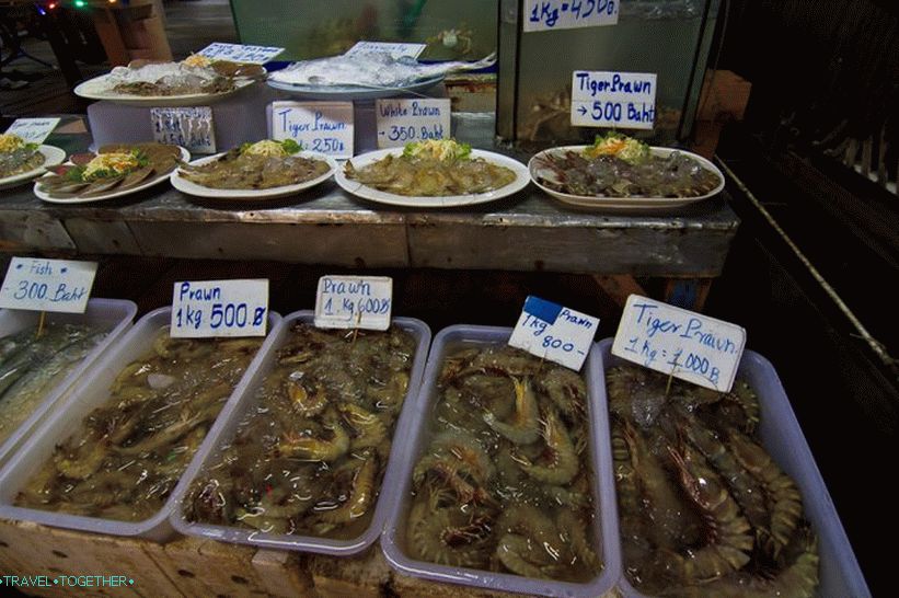 Cene morskih sadežev v kavarni