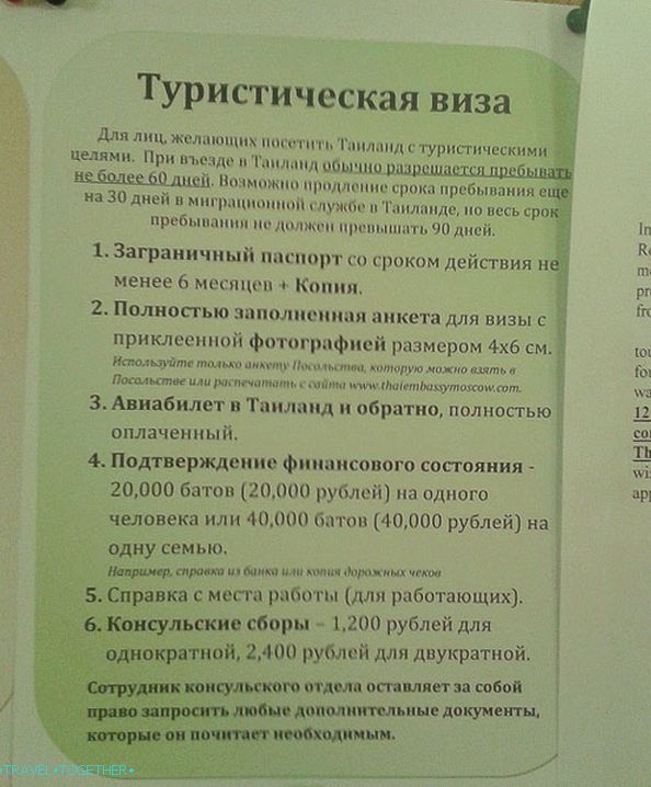Seznam dokumentov v konzulatu Tajske