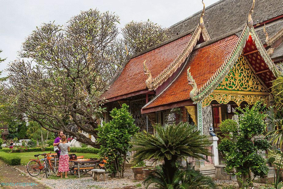 Okoli Wat Chiang Man je zelo zelen.