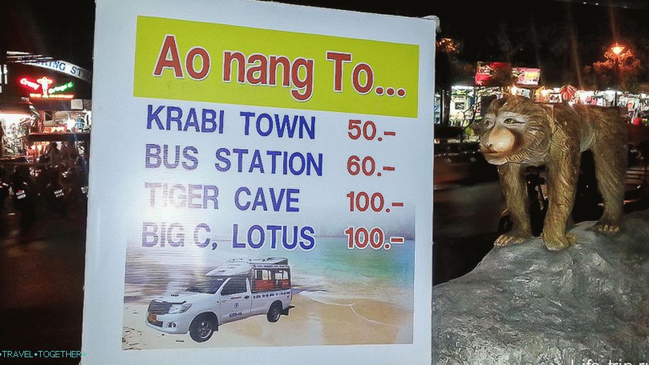 Stroški Songteo Ao Nang - Krabi