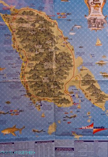 Zemljevid Ko Chang z mejami in podpisi