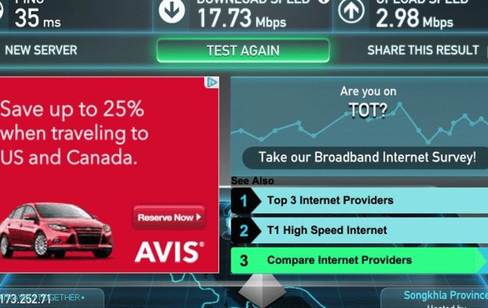 Hitrost Wifi za tajski hotel je odlična