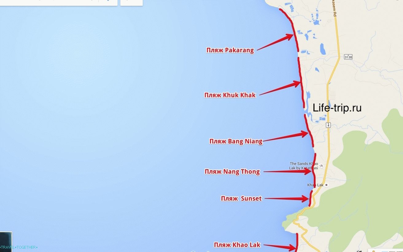 Zemljevidi plaž Khao Lak