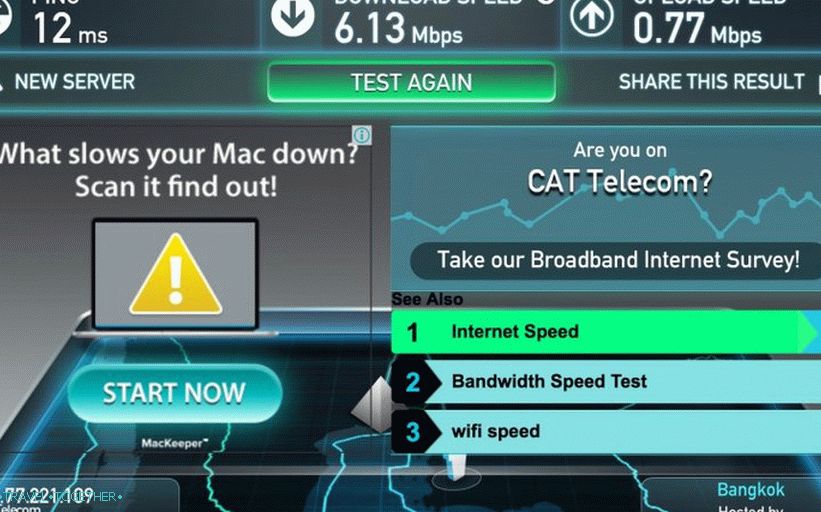 Hitrost Wifi v letovišču Kacha