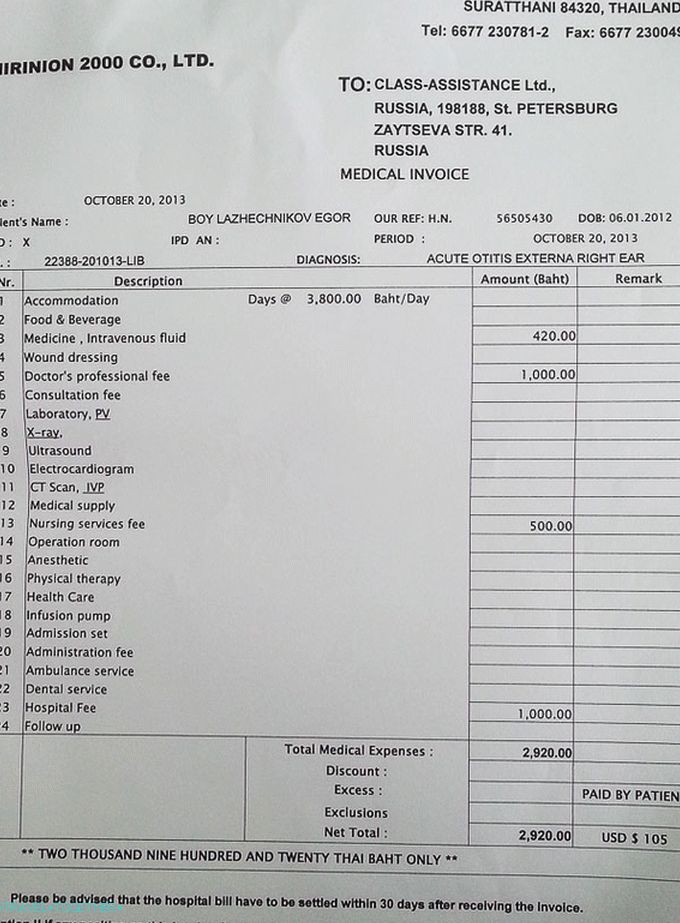 Obračun za bolnišnične storitve, ki jih plačuje zavarovalnica