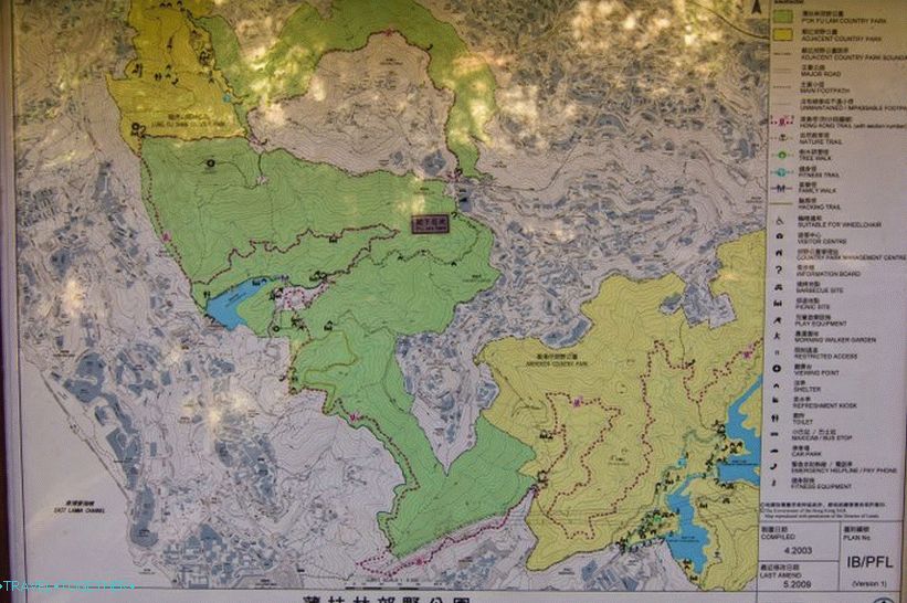 Zemljevid poti na otoku Hong Kong zraven vrha Victoria (s klikom na veliko datoteko)