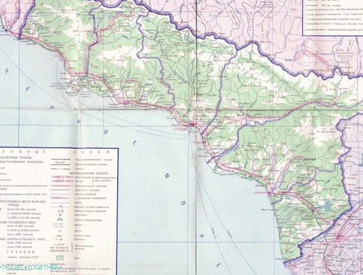 Velik zemljevid Abhazije.