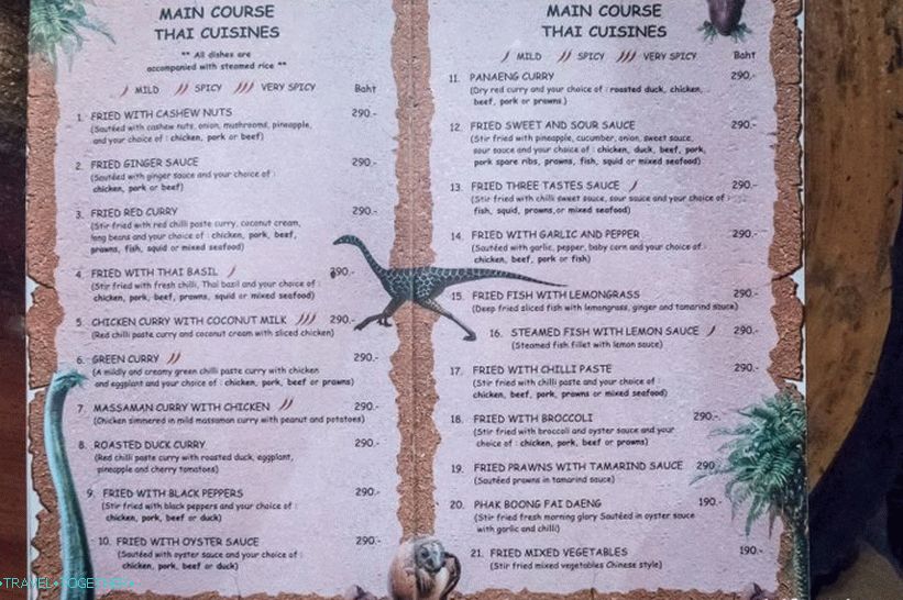 Restavracija Dino Park v Phuketu - hrana in tematski park