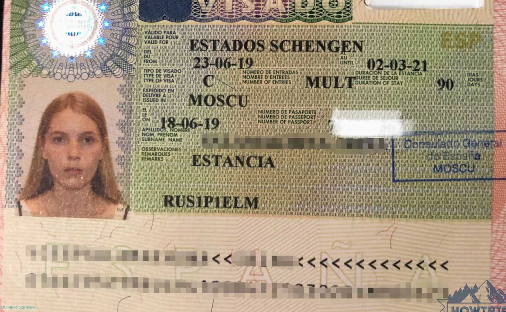 Primer španskega vizuma 2019