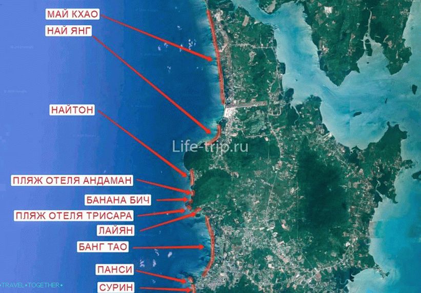 Phuket Plaže Map (North)