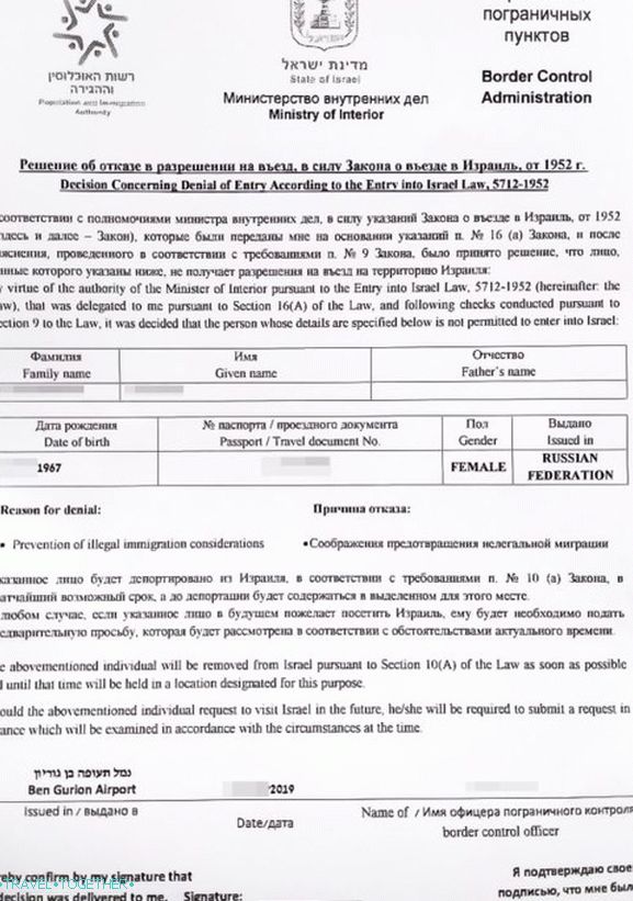 Prepoved vstopa in izgona iz Izraela